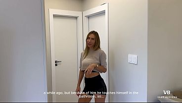 Amiga rubia se deja follar mientras mi hermano se baña